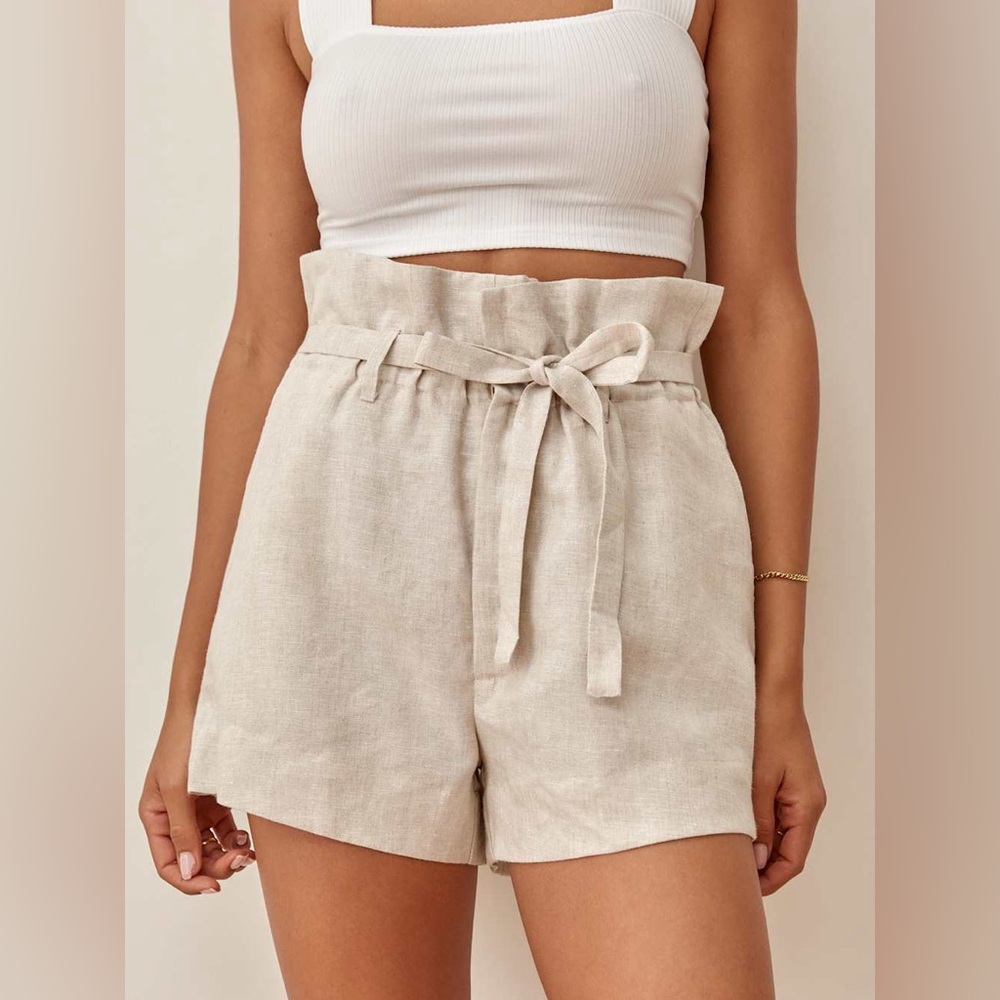 Reformation Theodore Linen Short White Size 8 NEW